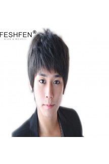 FESHFEN真人發假發蓬松短假發帥氣男生短發手織真發逼真時尚男款 FESHFEN真人發假發蓬松短假發帥氣男生短發手織真發逼真時尚男款